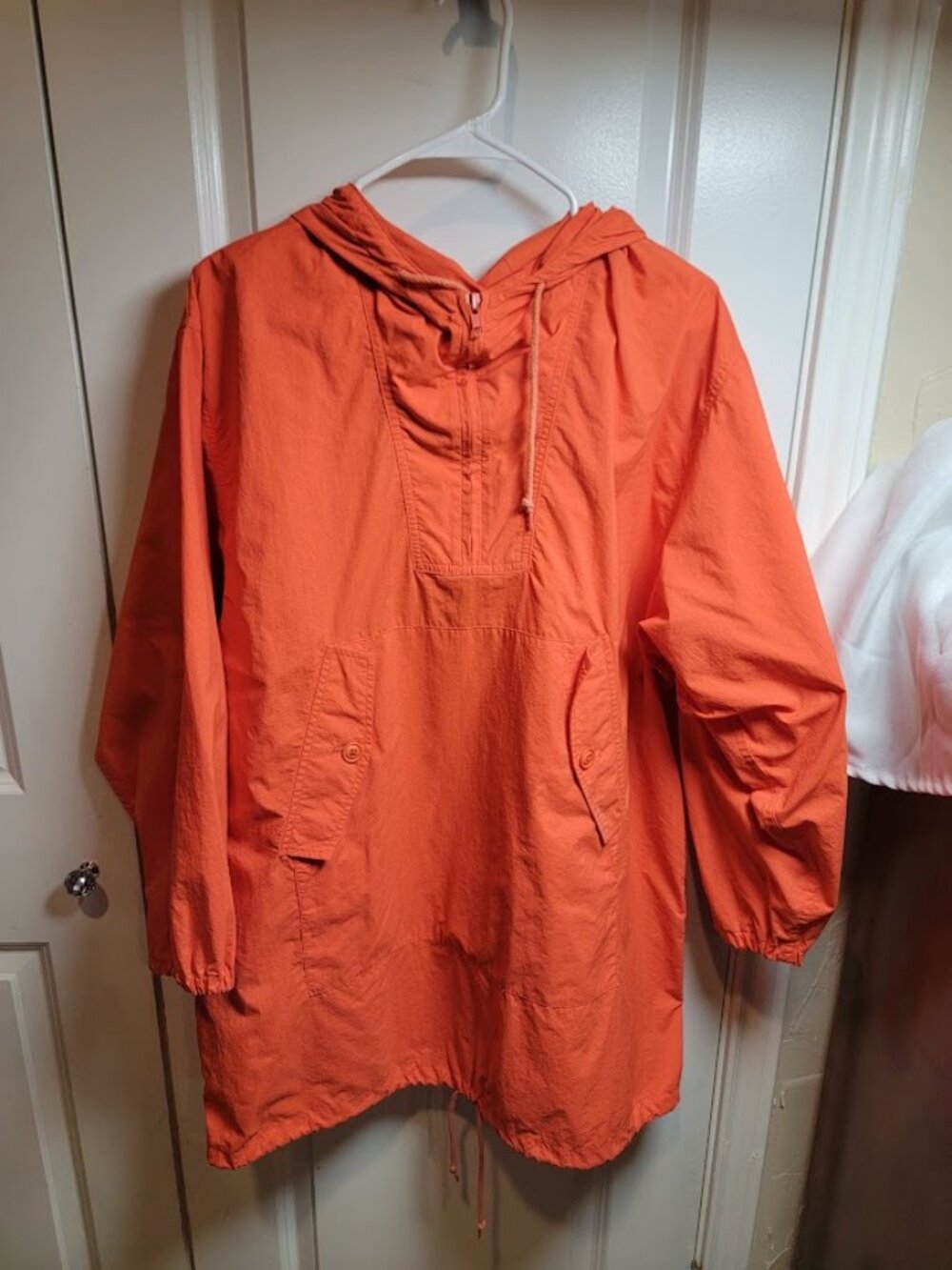 Polo Ralph Lauren Orange Nylon Anorak Jacket Men's Medium Hooded Pullover Windbr